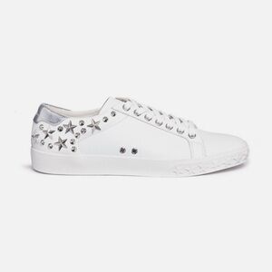 ASH Brand Women's Dazed Stars & Studs Leather Shoes Sneakers White Silver Sz 37